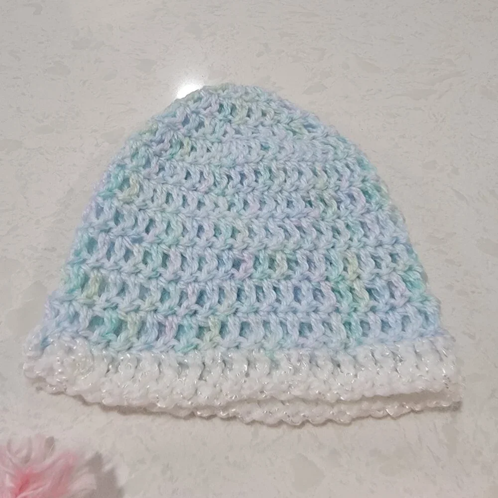 Hand Knit Baby Infant Hats‎ Lot Of 3